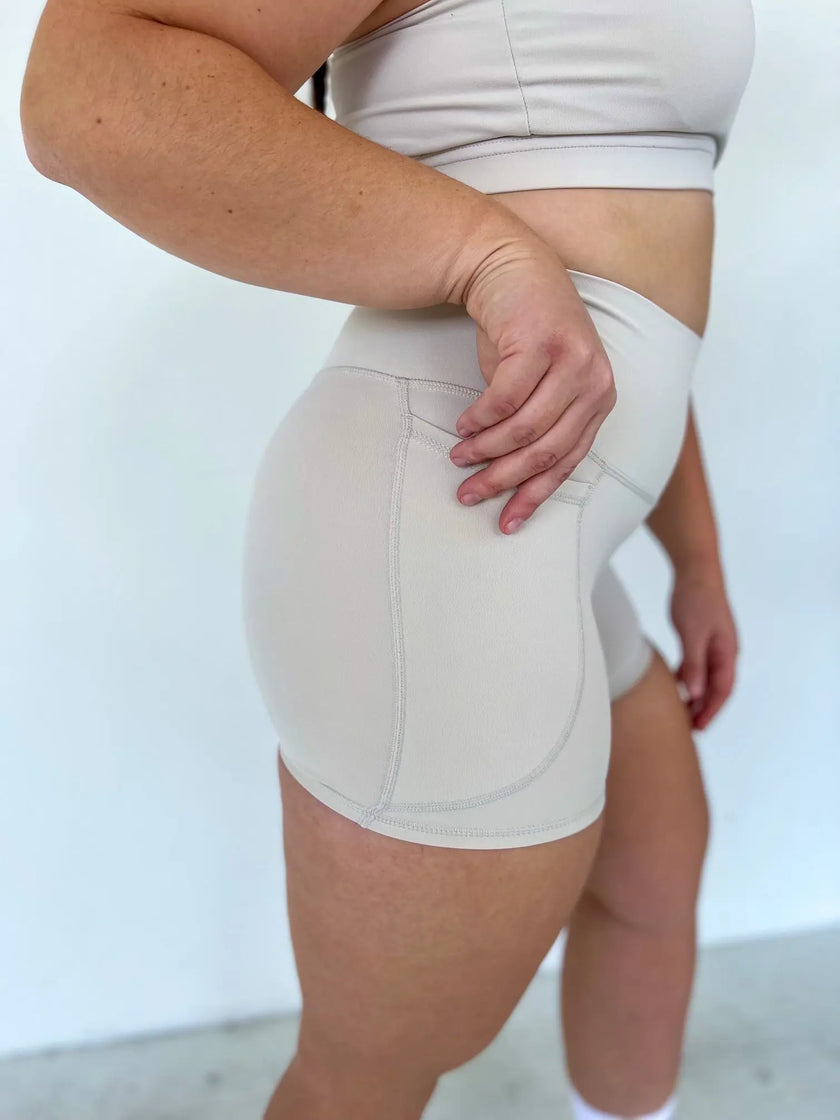 Amara Pocket Short - Virtuous Ivory - Wolfness Athletics