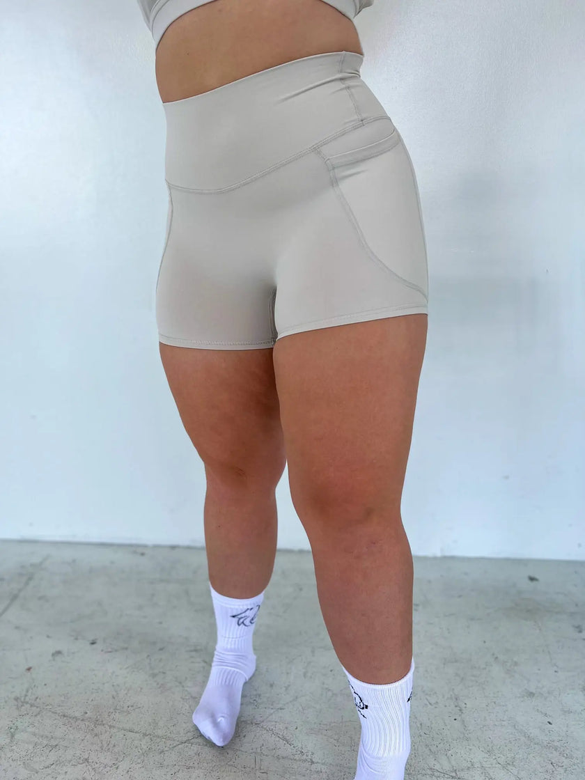Amara Pocket Short - Virtuous Ivory - Wolfness Athletics