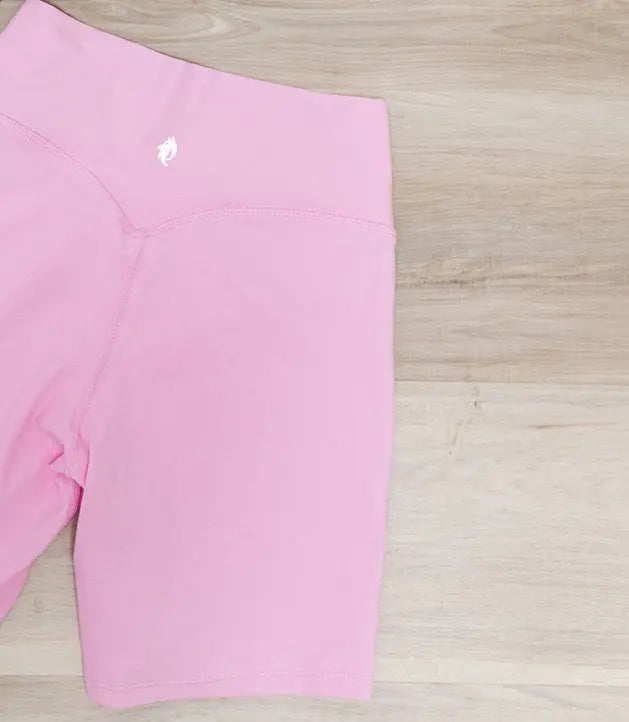 Petal Pink biker shorts, designed for comfort and style, perfect for any workout.