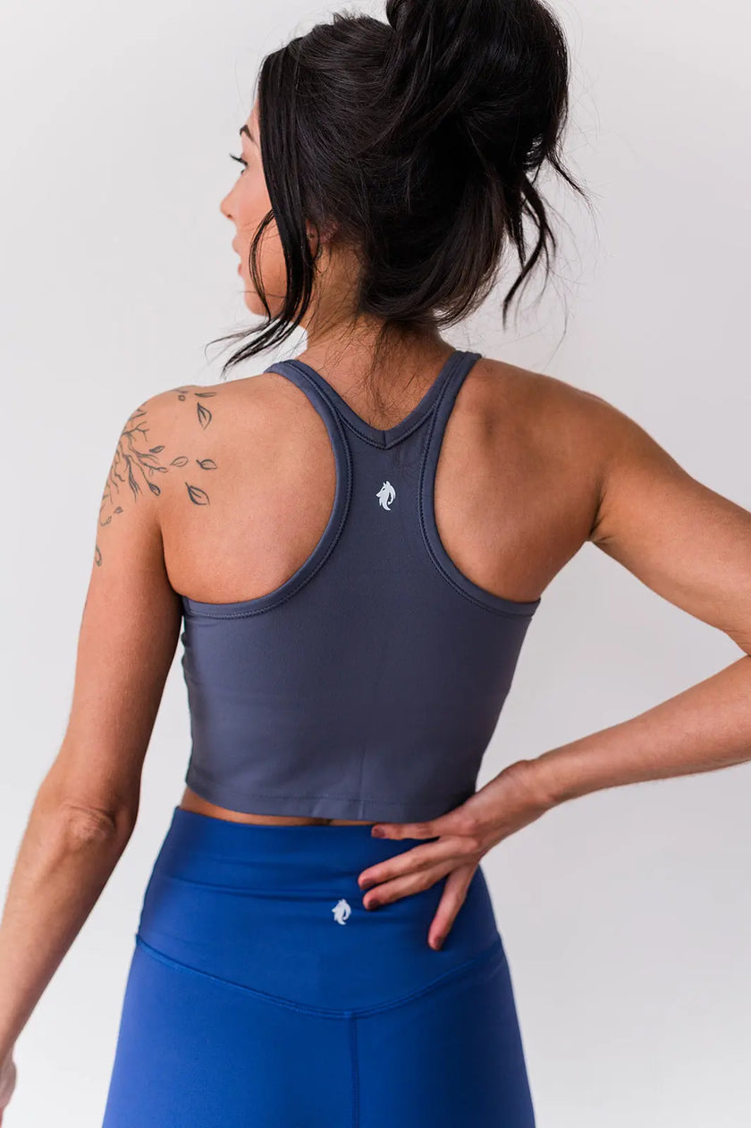 Harmony Racerback Tank - Cinder Grey Wolfness Athletics